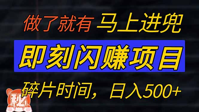 零门槛 即刻闪赚项目！！！仅手机操作，利用碎片时间，轻松日赚500+-资源社区