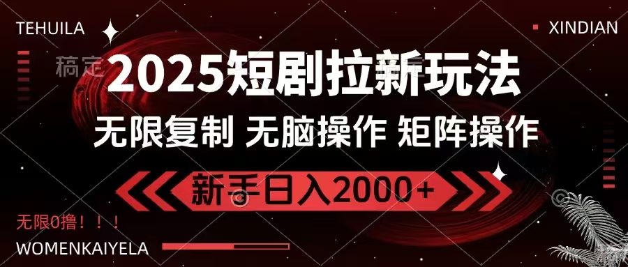 2025短剧拉新玩法，无需注册登录，无限0撸，无脑批量操作日入2000+-资源社区