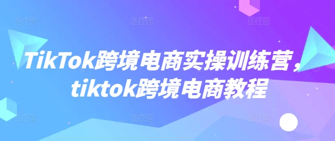 TikTok跨境电商实操训练营，tiktok跨境电商教程-资源社区