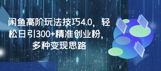 闲鱼高阶玩法技巧4.0，轻松日引300+精准创业粉，多种变现思路-资源社区