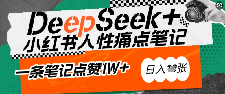 AI赋能小红书爆款秘籍：用DeepSeek轻松抓人性痛点，小白也能写出点赞破万的吸金笔记，日入多张-资源社区