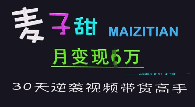 麦子甜30天逆袭视频带货高手，单月变现6W加特训营-资源社区