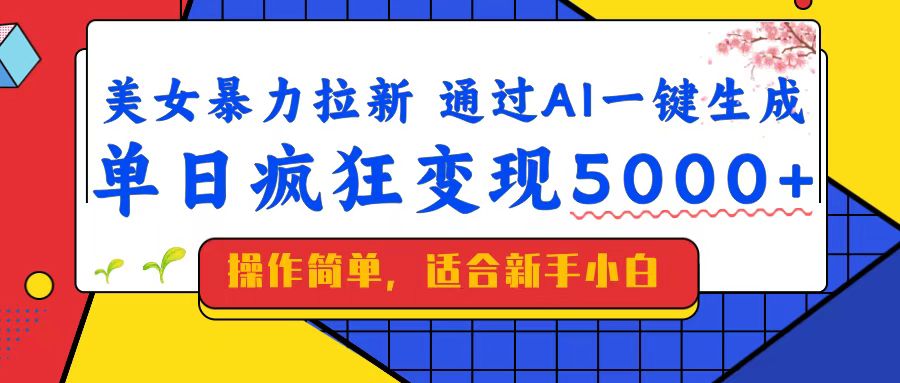 美女暴力拉新，通过AI一键生成，单日疯狂变现5000+，纯小白一学就会！-资源社区