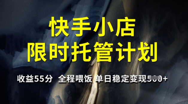 快手小店限时托管计划，收益55分，全程喂饭，单日稳定变现5张【揭秘】-资源社区