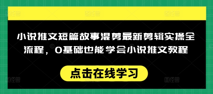 小说推文短篇故事混剪最新剪辑实操全流程，0基础也能学会小说推文教程，肯干多发日入多张-资源社区