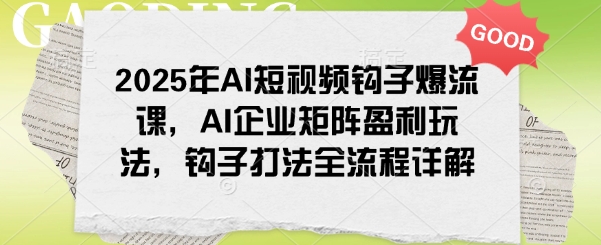 2025年AI短视频钩子爆流课，AI企业矩阵盈利玩法，钩子打法全流程详解-资源社区