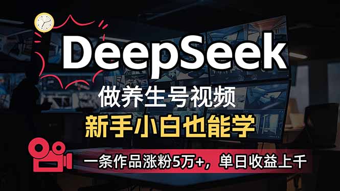 小白用DeepSeek做养生号，一条作品涨粉5万+，单日收益上千-资源社区