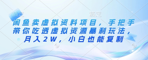 闲鱼卖虚拟资料项目，手把手带你吃透虚拟资源暴利玩法，月入2W，小白也能复制-资源社区