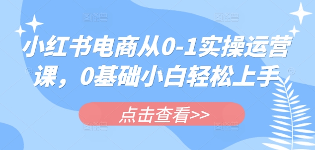 小红书电商从0-1实操运营课，0基础小白轻松上手-资源社区