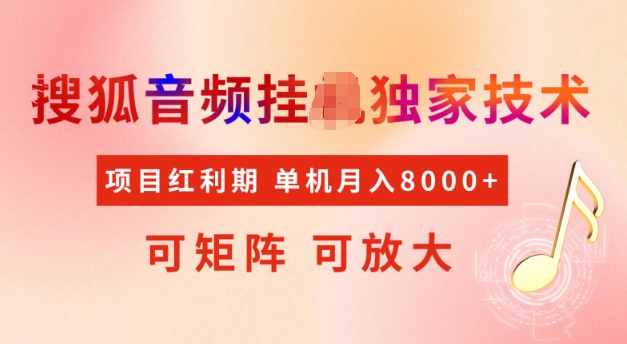 首发搜狐音频挂JI，项目红利期，可矩阵可放大，稳定月入5k【揭秘】-资源社区