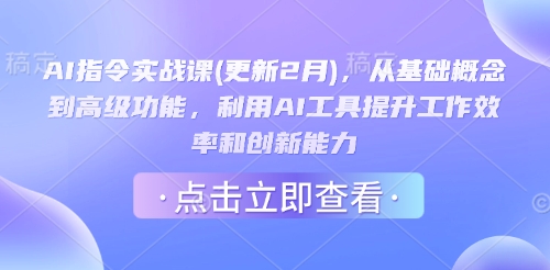 AI指令实战课(更新2月)，从基础概念到高级功能，利用AI工具提升工作效率和创新能力-资源社区