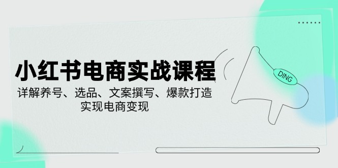 小红书电商实战课程，详解养号、选品、文案撰写、爆款打造，实现电商变现-资源社区