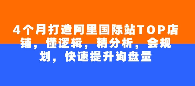 4个月打造阿里国际站TOP店铺，懂逻辑，精分析，会规划，快速提升询盘量-资源社区