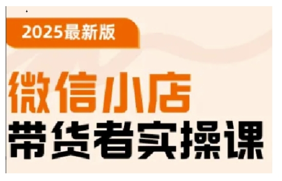 2025最新版微信小店带货者实操课，基础操作到高级运营技巧，快速上手-资源社区