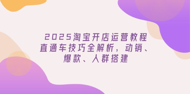 2025淘宝开店运营教程更新，直通车技巧全解析，动销、爆款、人群搭建-资源社区