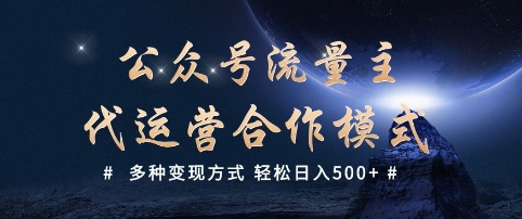 公众号流量主代运营  多种变现方式 轻松日入5张【揭秘】-资源社区