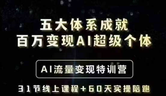 五大体系成就百万变现AI超级个体- AI流量变现特训营，一步一步教你一个人怎么年入百W-资源社区