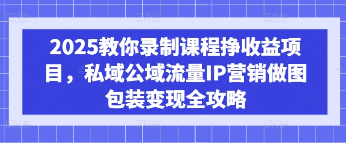 2025教你录制课程挣收益项目，私域公域流量IP营销做图包装变现全攻略-资源社区